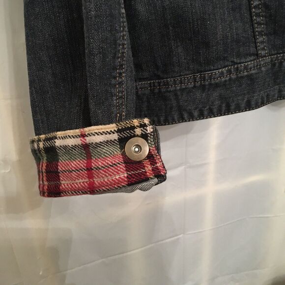 Coldwater Creek Denim Jean Jacket Women’s Size Small Plaid Flannel Accents - Picture 12 of 12